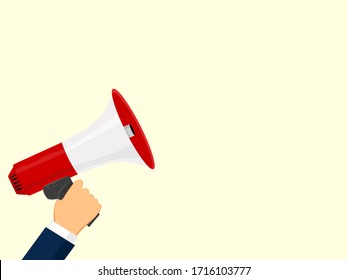 Digital marketing business man holding megaphone for website and promotion banners