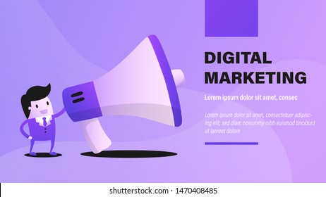 Digital Marketing. Business Presentation Background with Illustration.