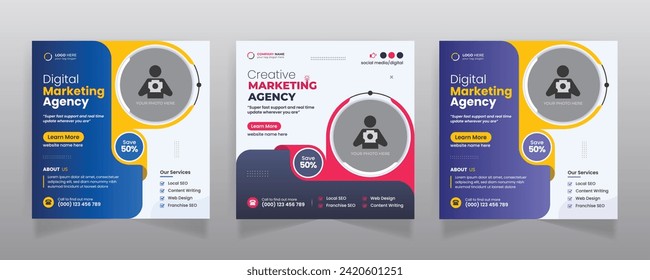 Digital marketing business promotion corporate social media post and web banner template