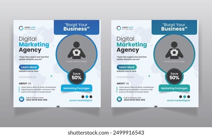 Digital marketing business promotion corporate social media post and web banner template