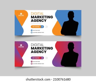 Digital marketing and Business promotion Facebook Cover Design and creative business agency Facebook cover and web banner template