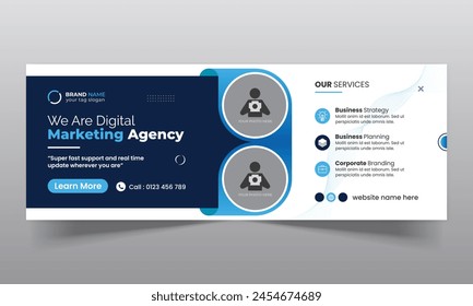 Digital marketing business promotion social media facebook cover template