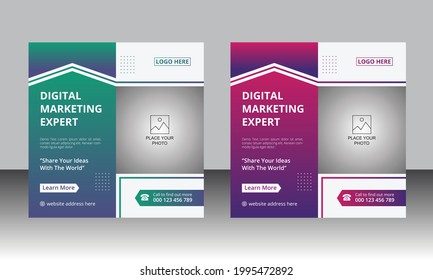 Digital marketing business social media post vector design template. Creative online advertising social media banner layout