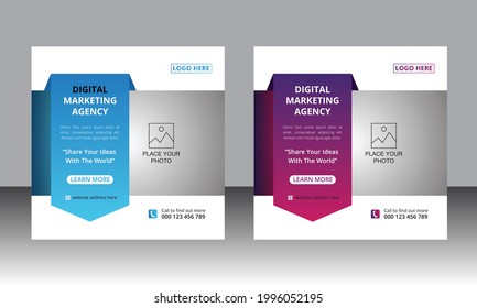 Digital marketing business social media post vector design template. Creative online advertising social media banner layout