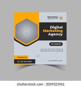 
Digital Marketing Business Social Media Banner, Square Flyer Template, Editable web Banner Post Template, Usable for social media and websites