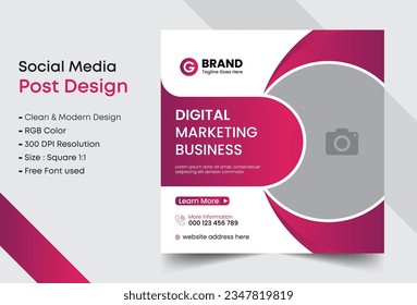 Digital marketing business social media post vector design template. Creative online advertising social media banner layout