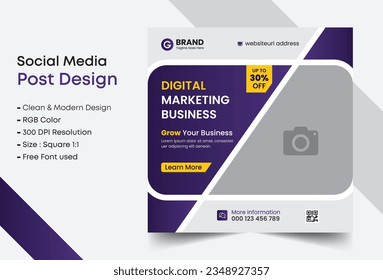 Digital marketing business social media post vector design template. Creative online advertising social media banner layout