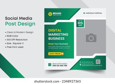 Digital marketing business social media post vector design template. Creative online advertising social media banner layout