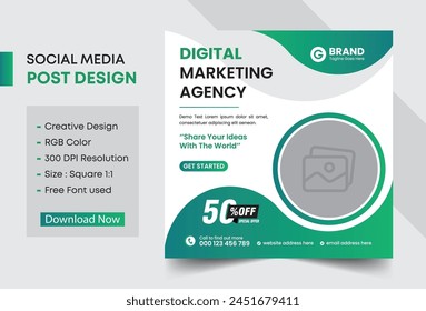 Digital marketing business social media post vector design template. Creative online advertising social media banner layout