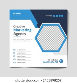 Digital marketing business social media post design template. Creative online advertising social media banner layout