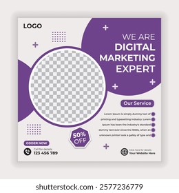 Digital marketing business social media post vector design template. Creative online advertising social media banner layout