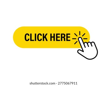 Digital marketing call to action button icon collection in flat style, pointer interaction, web link, cursor, and navigation.