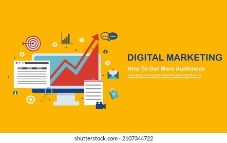 Digital Marketing Campaign - Marketing Analytics - Online Business Advertising Flat Style Vector Banner