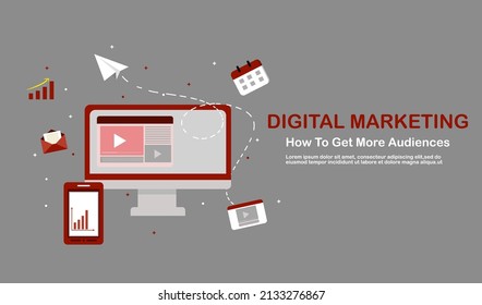 Digital Marketing Campaign - Marketing Analytics - Online Business Advertising Flat Style Vector Banner