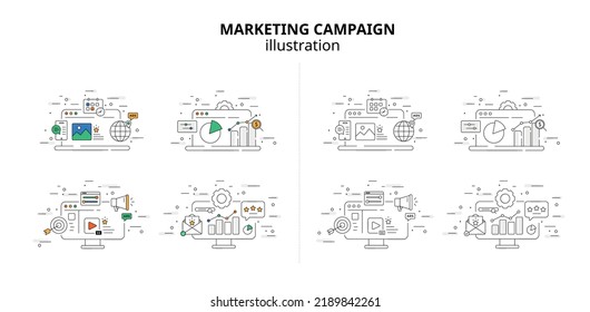 Digital Marketing Campaign Illustration Set