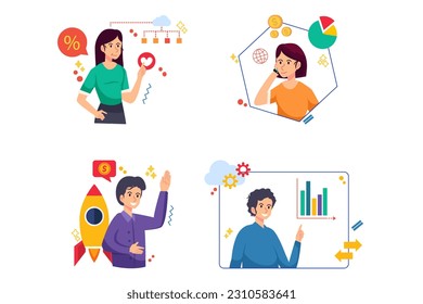 Digital Marketing Character Illustration Set