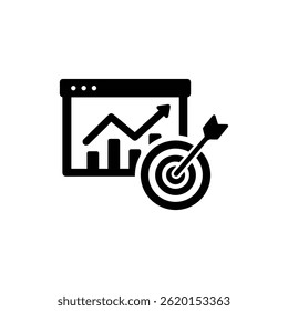 Gráfico de marketing digital con icono de flecha de destino