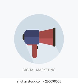 Digital marketing circle icon in red blue color original logo
