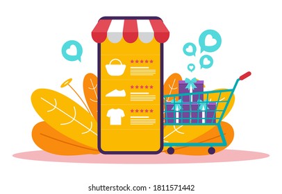 Digital Marketing Commerce Mobile Shopping Internet Web Analysis Illustration