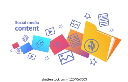 digital marketing communication social media content concept sketch doodle horizontal vector illustration