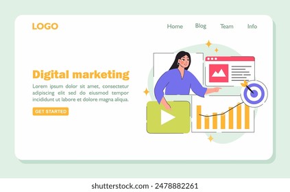 Digital marketing concept banner. Flat vector illustration.