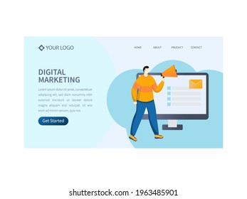 Digital Marketing Concept Based Landing Page Or Hero Banner Design For Advertising.