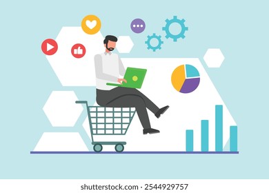 Conceito de marketing digital. Ilustração vetorial plana colorida isolada.