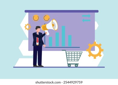 Digital marketing concept. Colored flat vector illustration isolated.