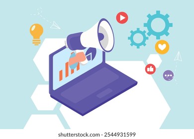 Digital marketing concept. Colored flat vector illustration isolated.