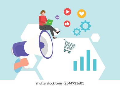 Digital marketing concept. Colored flat vector illustration isolated.