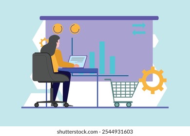 Digital marketing concept. Colored flat vector illustration isolated.