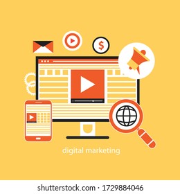 Diseño plano de concepto de marketing digital