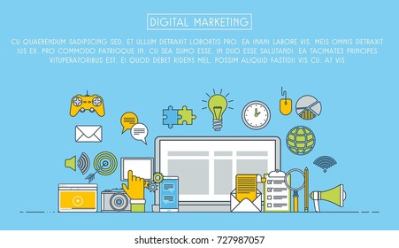 Digital Marketing Concept. Flat Design