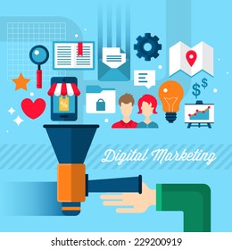 Digital marketing concept in flat modern design