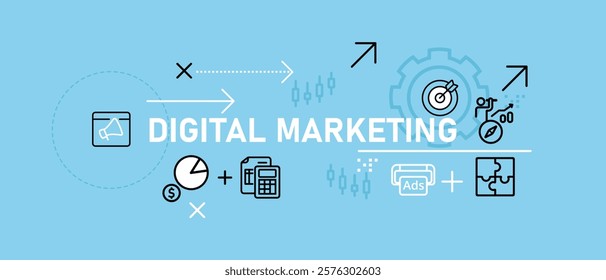 Digital marketing concept highlighting online promotion internet advertising e-commerce strategy and web-based marketing for product promotion and online sales