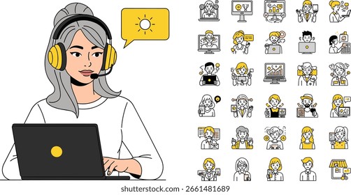 Digital marketing concept illustrations. Set of people vector illustrations in various activities of internet marketing, web and app design and development,