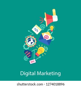 Digital marketing concept line icon. Simple element illustration. Digital marketing concept outline symbol design. Can be used for web and mobile UI/UX. Modern vector style.