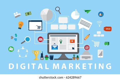 Digital Marketing Concept Poster Digital Design Stock Vector (Royalty ...