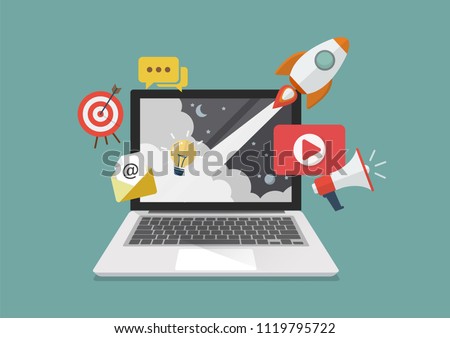 Digital marketing concept poster design. Vector illustration