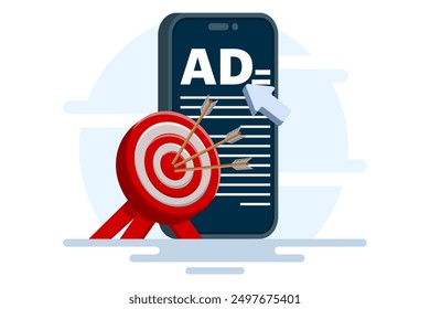 Digital marketing concept with PPC online advertising, promotions, Pay Per Click Marketing, cursor click on targeted ppc ads. traffic research, and targeted advertising with revenue graphs. Vector.