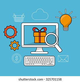 Digital marketing concept with shopping icons design, vector illustration 10 eps graphic.