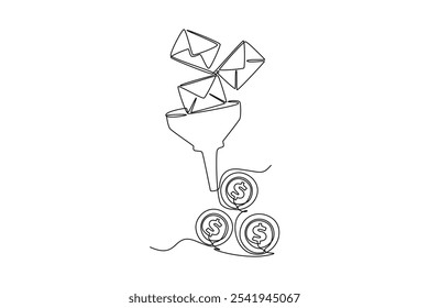 Conceito de marketing digital. Ilustração gráfica vetorial de design de desenho de linha única.