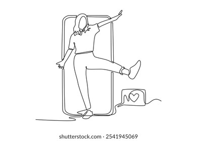 Concepto de marketing digital. Ilustración gráfica de Vector de diseño de línea única.