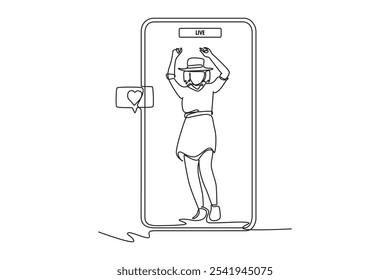 Concepto de marketing digital. Ilustración gráfica de Vector de diseño de línea única.