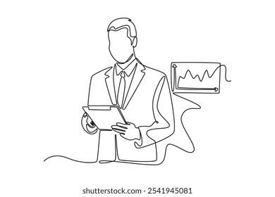 Digital marketing concept. Single line draw design vector graphic illustration.