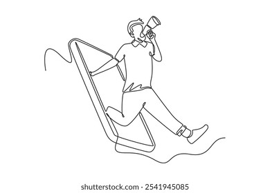 Digital marketing concept. Single line draw design vector graphic illustration.