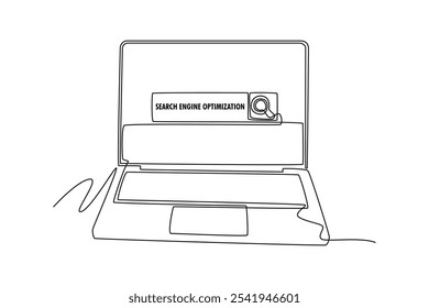 Digital marketing concept. Single line draw design vector graphic illustration.