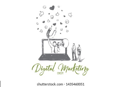 Digital Marketing Concept Sketch. Isolated Vector Illustration