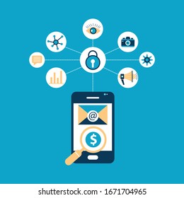 Digital marketing concept. Social network and media communication 
