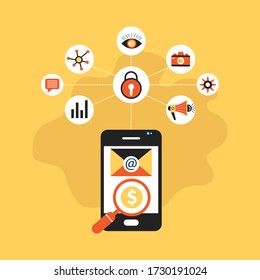 Digital marketing concept. Social network and media communication 